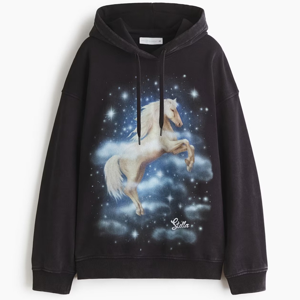 Stella McCartney x H&M Black Hoodie with White Unicorn Graphic